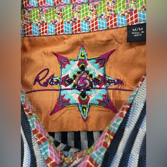 Robert Graham Blue Textured Long Sleeve Button Shirt Flip Cuff • Men’s Medium - Picture 5 of 9